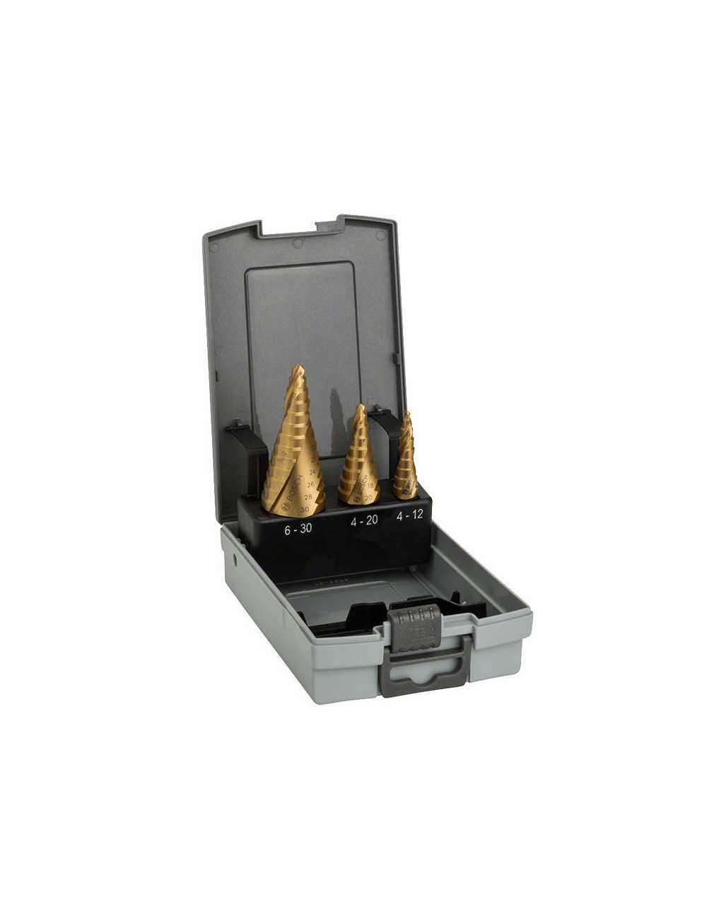 BOSCH WIERTŁO STOPNIOWE HSS-TiN  KOMPLET  3szt. 4-12,4-20,6-30