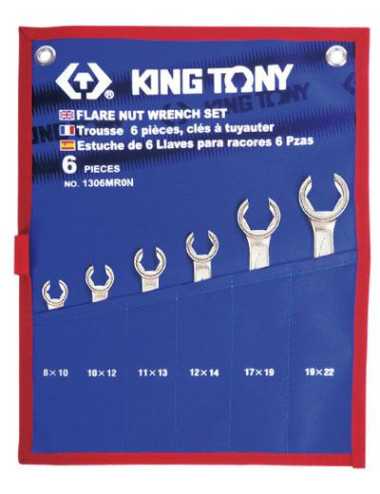 KING TONY ZESTAW KLUCZY DO PRZEWODÓW HAMULCOWYCH 6cz. 8 - 22mm, ETUI
