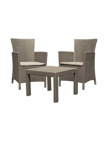 KETER MEBLE OGRODOWE ZESTAW ROSARIO BEŻ 2 FOTELE+STOLIK