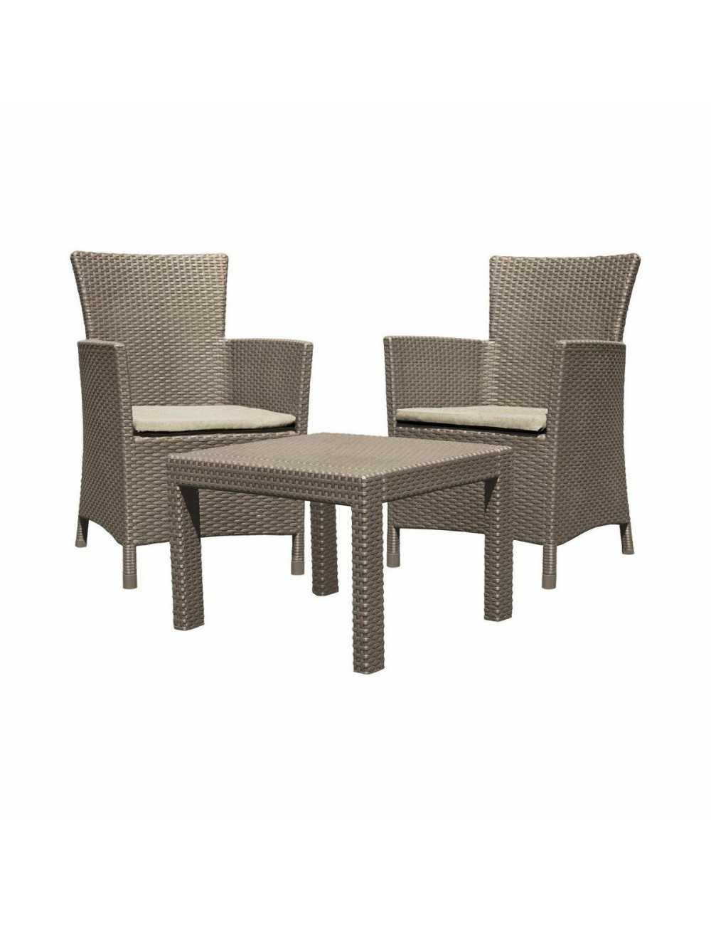 KETER MEBLE OGRODOWE ZESTAW ROSARIO BEŻ 2 FOTELE+STOLIK