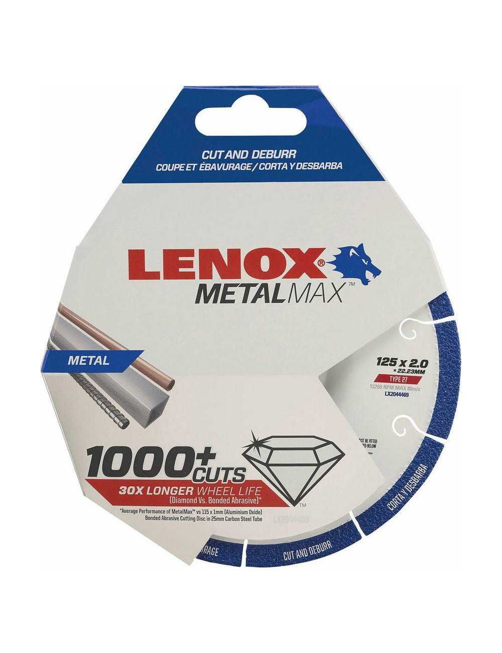 LENOX TARCZA DO MET. 125 DIAM. TYP 27 DO CIĘCIA I USUWANIA ZADZIORÓW