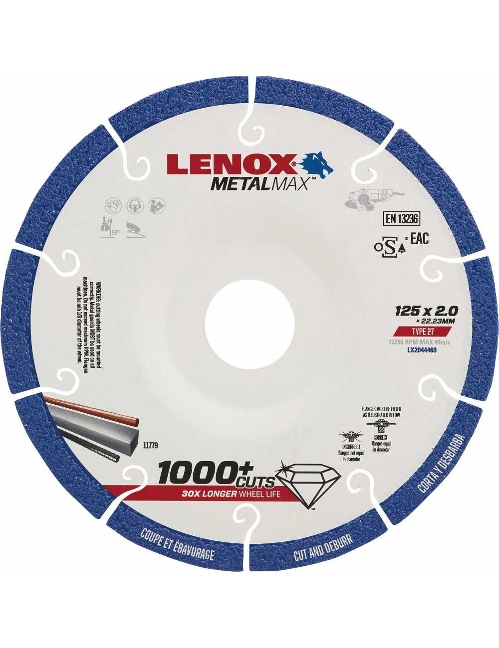 LENOX TARCZA DO MET. 125 DIAM. TYP 27 DO CIĘCIA I USUWANIA ZADZIORÓW