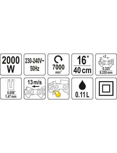 YATO PIŁA ŁAŃCUCHOWA ELEKTRYCZNA 2000W