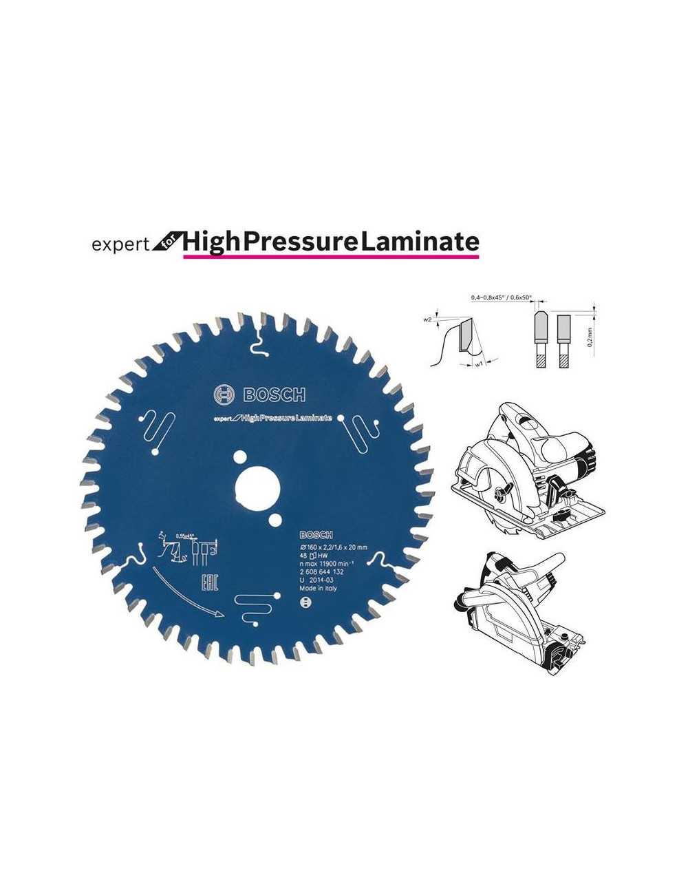 BOSCH PIŁA TARCZOWA HIGH PRESSURE LAMINATE EXPERT 160x20mm 48-ZĘBÓW