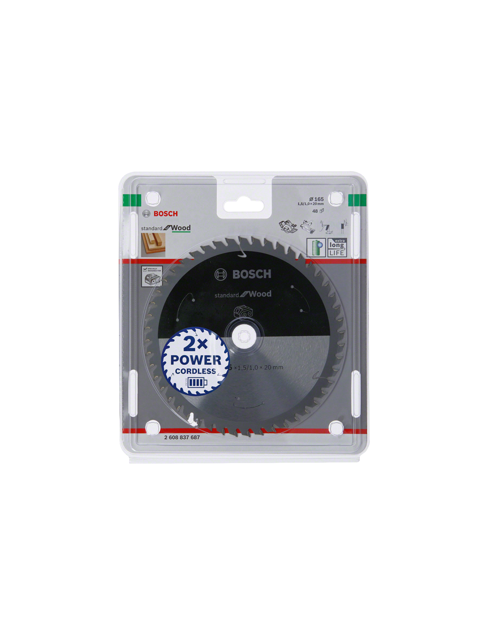 BOSCH PIŁA STANDARD WOOD ACCU 165x20x48z