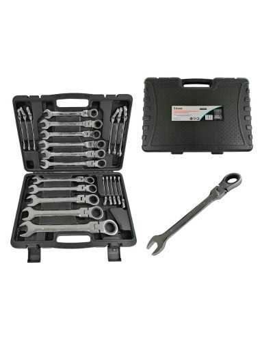 Klucze Płasko Oczkowe z Grzechotką Łamaną 6-32mm 22el SILVER