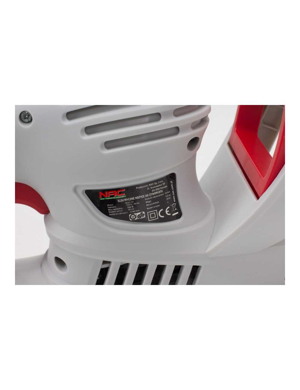 NAC NOŻYCE DO ŻYWOPŁOTU ELEKTRYCZNE 600W 51cm 16mm HE60-CH