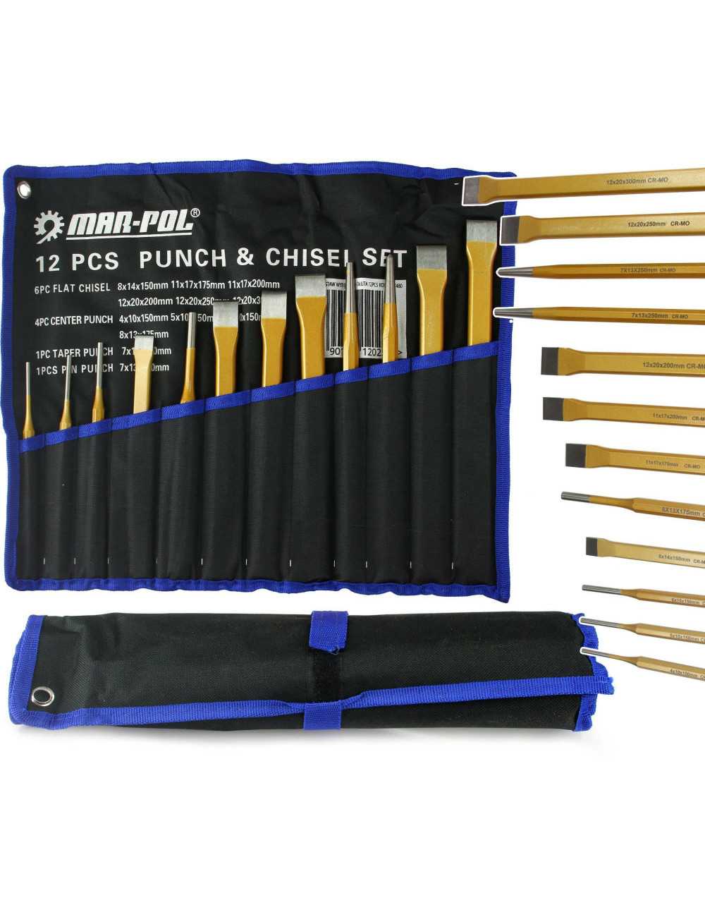 MAR-POL ZESTAW WYBIJAKÓW+DŁUTA 12szt