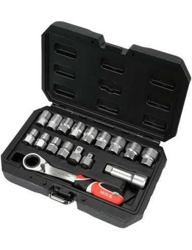 YATO ZESTAW KLUCZY PRZELOTOWYCH  17 elementów  3 8" 1 2" SPLINE