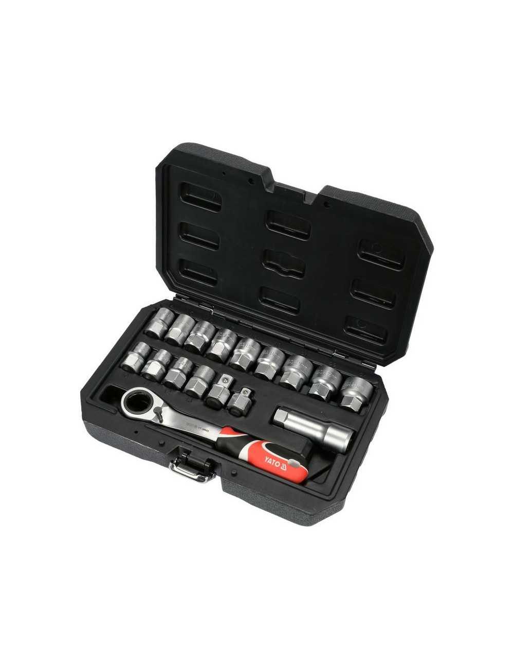 YATO ZESTAW KLUCZY PRZELOTOWYCH  17 elementów  3 8" 1 2" SPLINE