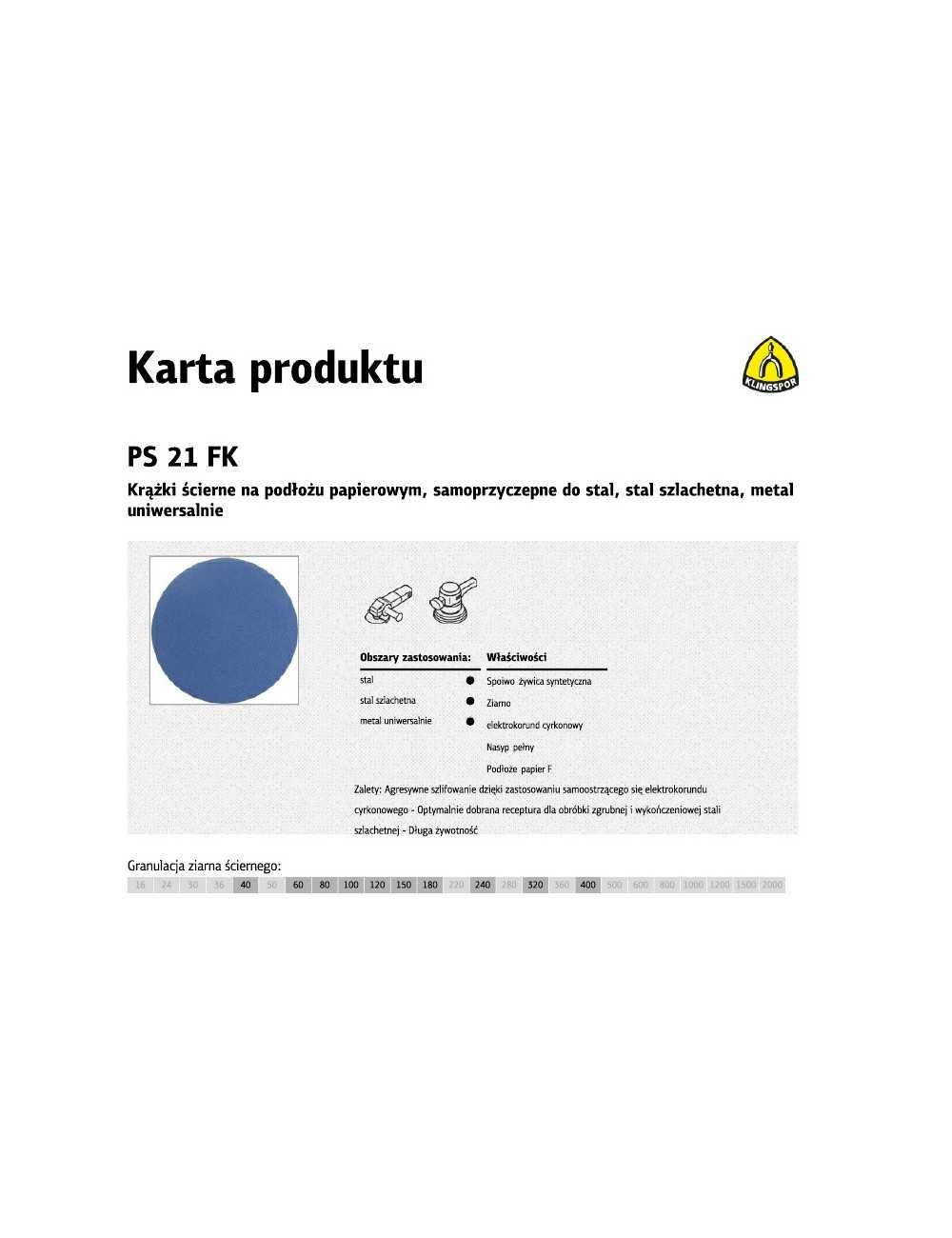 KLINGSPOR KRĄŻEK 150  PS21FK 50szt.100 OTW. GLS3