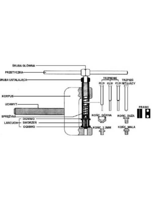 JONNESWAY PRZYRZĄD DO ZAKUWANIA I ROZKUWANIA ŁAŃCUCHA MOTOCYKLOWEGO MG020003