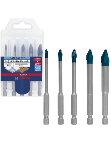 BOSCH WIERTŁO HEX-9 HARD CERAMIC ZESTAW 5szt. 4 5 6 8 10mm EXPERT