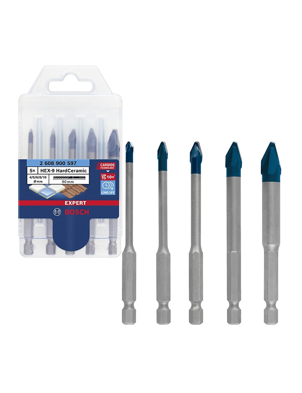 BOSCH WIERTŁO HEX-9 HARD CERAMIC ZESTAW 5szt. 4 5 6 8 10mm EXPERT