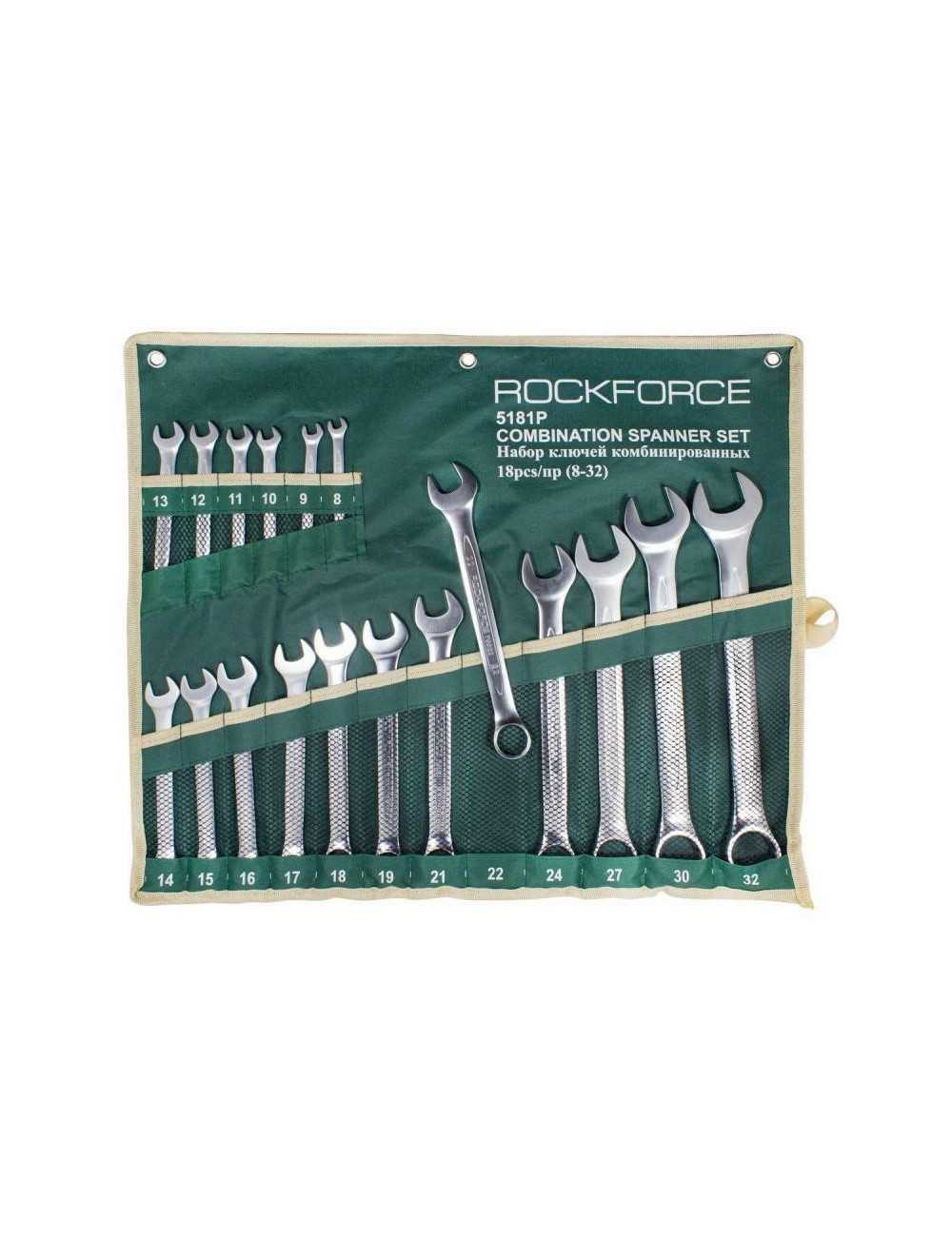 ROCKFORCE KLUCZ PŁASKO-OCZKOWY  KOMPLET 18el. (8-32mm)