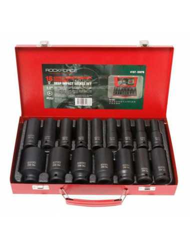 ROCKFORCE NASADKI UDAROWE DŁUGIE 16szt. 1 2" WALIZKA