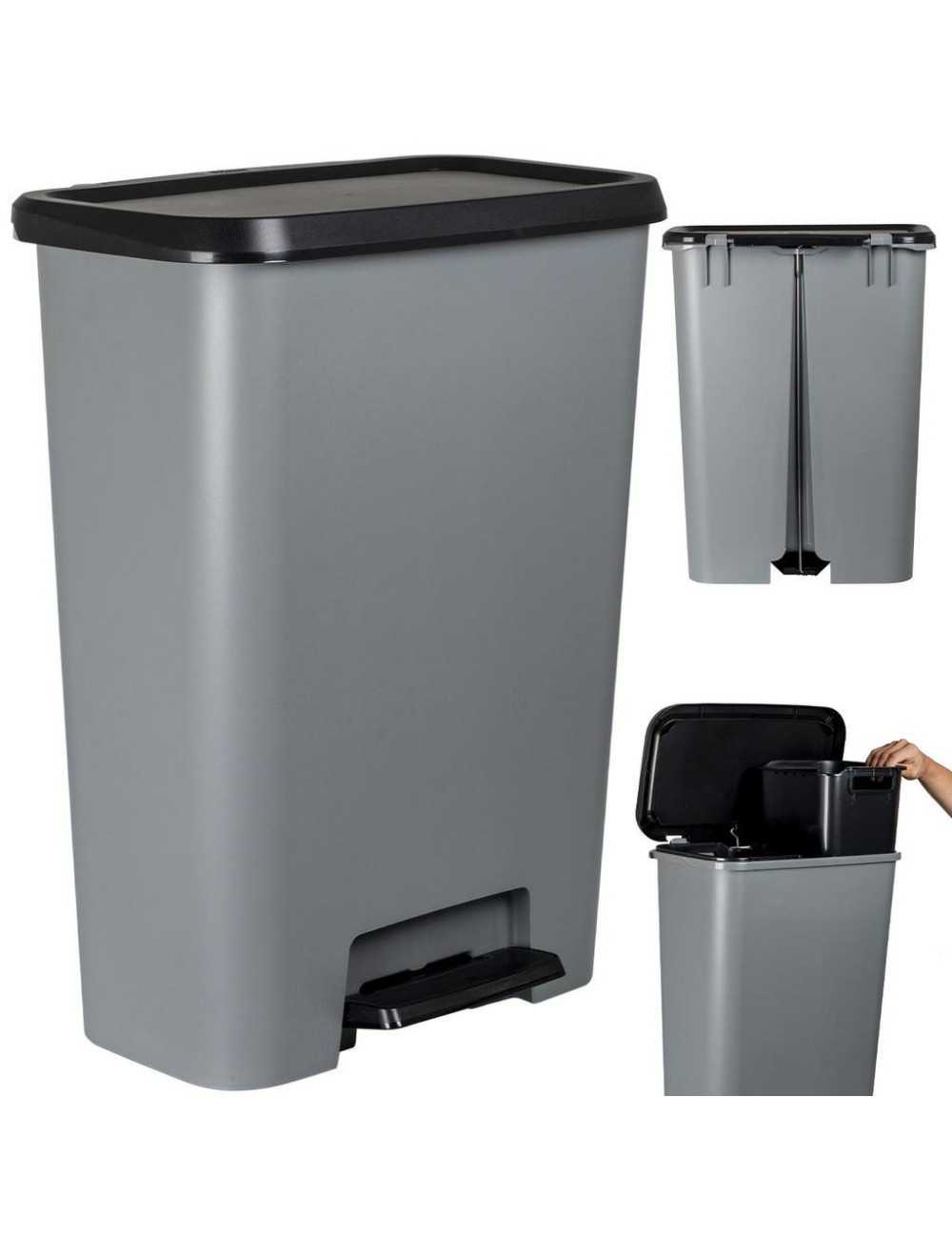 CURVER KOSZ NA ŚMIECI Z PEDAŁEM 23+23L CIEMNY SZARY  CZARNY
