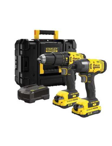 STANLEY  ZESTAW V20 SFMCK465D2T (SFMCD711 + SFMCF800) 2x2,0Ah TSTAK