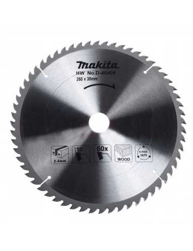 tarcza tnąca do drewna, 260 30mm, 60 zębów, Standard, Makita D-46408