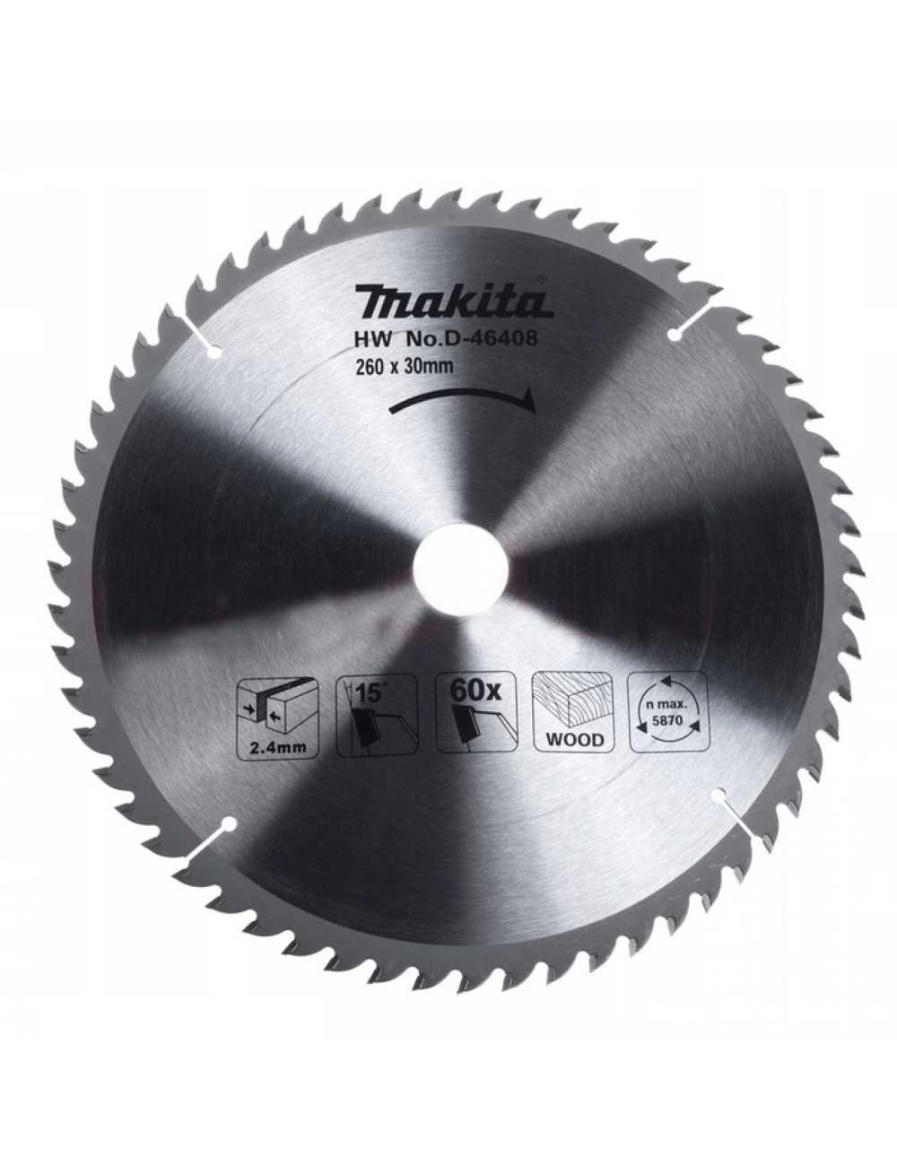 tarcza tnąca do drewna, 260 30mm, 60 zębów, Standard, Makita D-46408