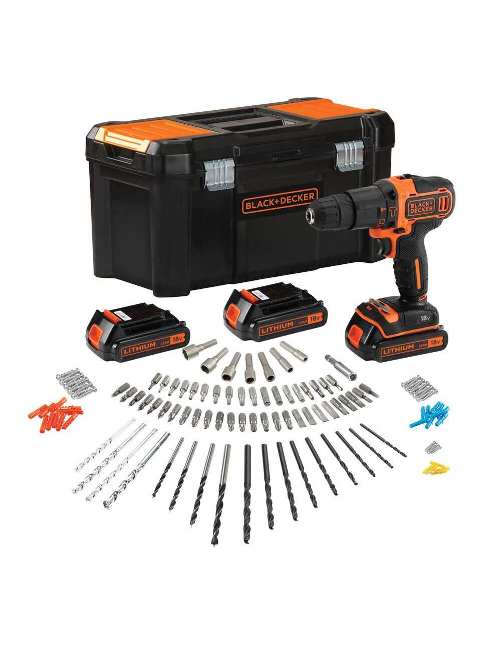 BLACK + DECKER WKRĘTARKA UDAROWA 18V BDCHD181B3A 3x1,5Ah +120 ACC