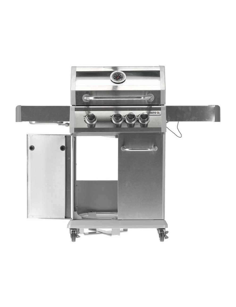 YATO GRILL GAZOWY 3+1 STAL NIERDZEWNA 11,5KW SZYBA