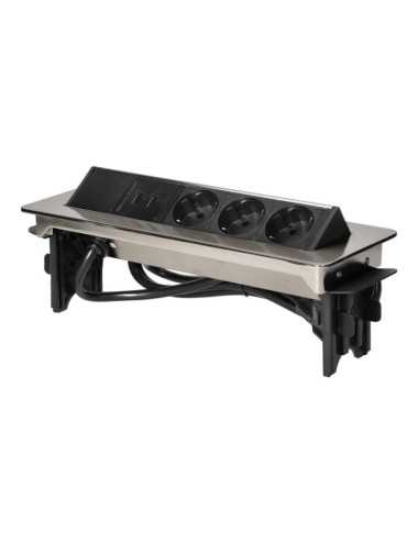 ORNO GNIAZDA WPUSZCZANE W BLAT 3X2P+Z (SCHUKO) USBx2 NIKLO