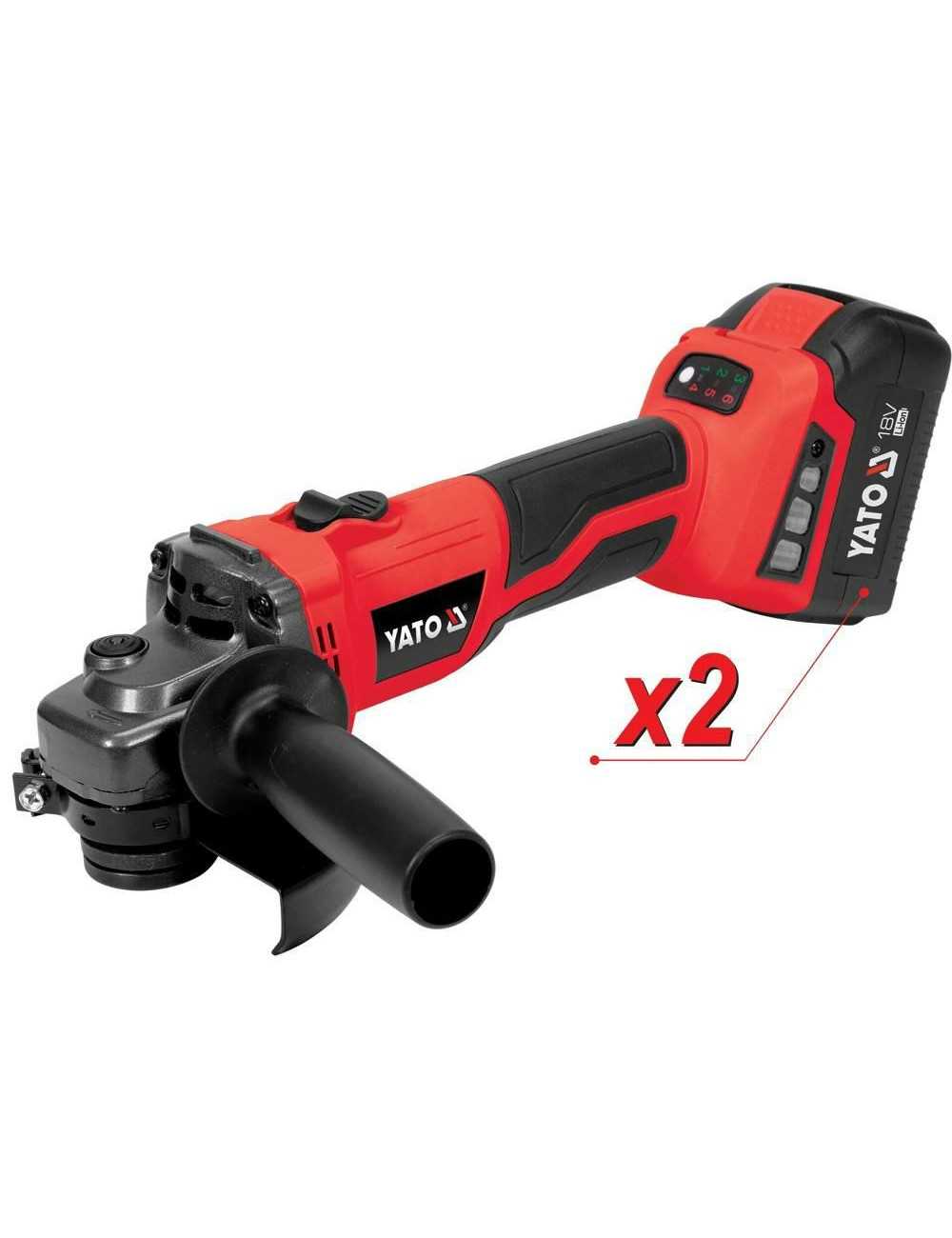 YATO SZLIFIERKA KĄTOWA 18V REGULACJA OBROTÓW 2x4,0Ah YT-828295