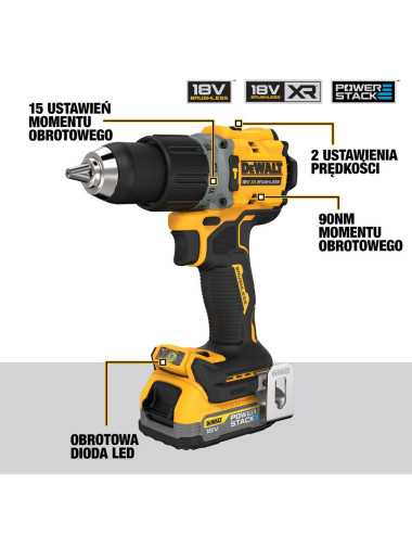 DEWALT ZESTAW COMBO 18V DCK2052H1E1T (DCD805+DCF850) 1x5,0Ah 1x1,7Ah POWERSTACK TSTAK