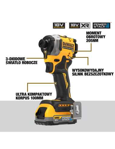 DEWALT ZESTAW COMBO 18V DCK2052H1E1T (DCD805+DCF850) 1x5,0Ah 1x1,7Ah POWERSTACK TSTAK