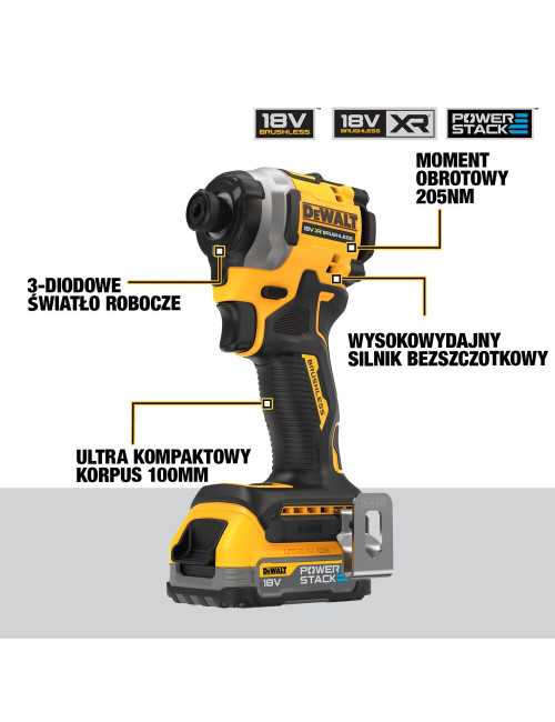 DEWALT ZESTAW COMBO 18V DCK2052H1E1T (DCD805+DCF850) 1x5,0Ah 1x1,7Ah POWERSTACK TSTAK