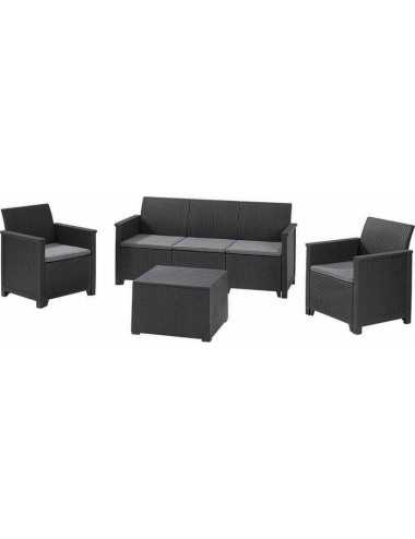KETER ZESTAW MEBLI OGRODOWYCH ELODIE 4el.  Z SOFĄ 3-OSOBOWĄ ANTRACYT GRAFIT