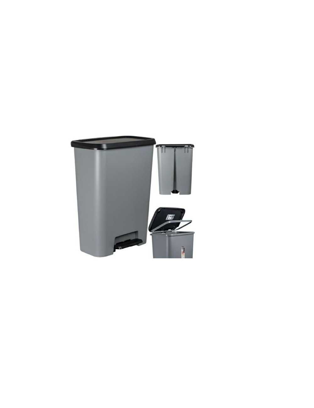 CURVER KOSZ NA ŚMIECI Z PEDAŁEM 50L CIEMNY SZARY  CZARNY