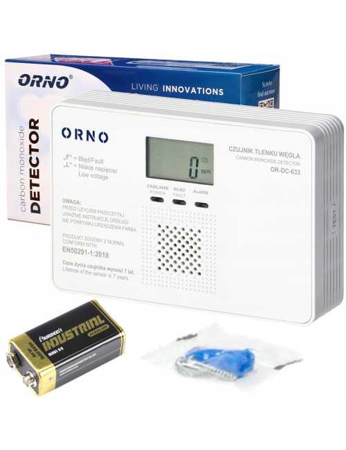 ORNO CZUJNIK TLENKU WĘGLA WYŚWIETLACZ 9V