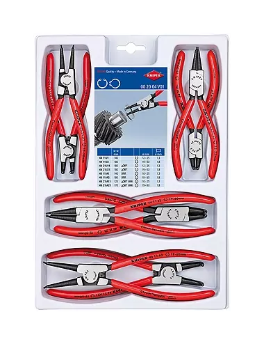 KNIPEX SZCZYPCE DO PIERŚCIENI SEGERA PROSTE WYGIĘTE 8 ELEMENTÓW