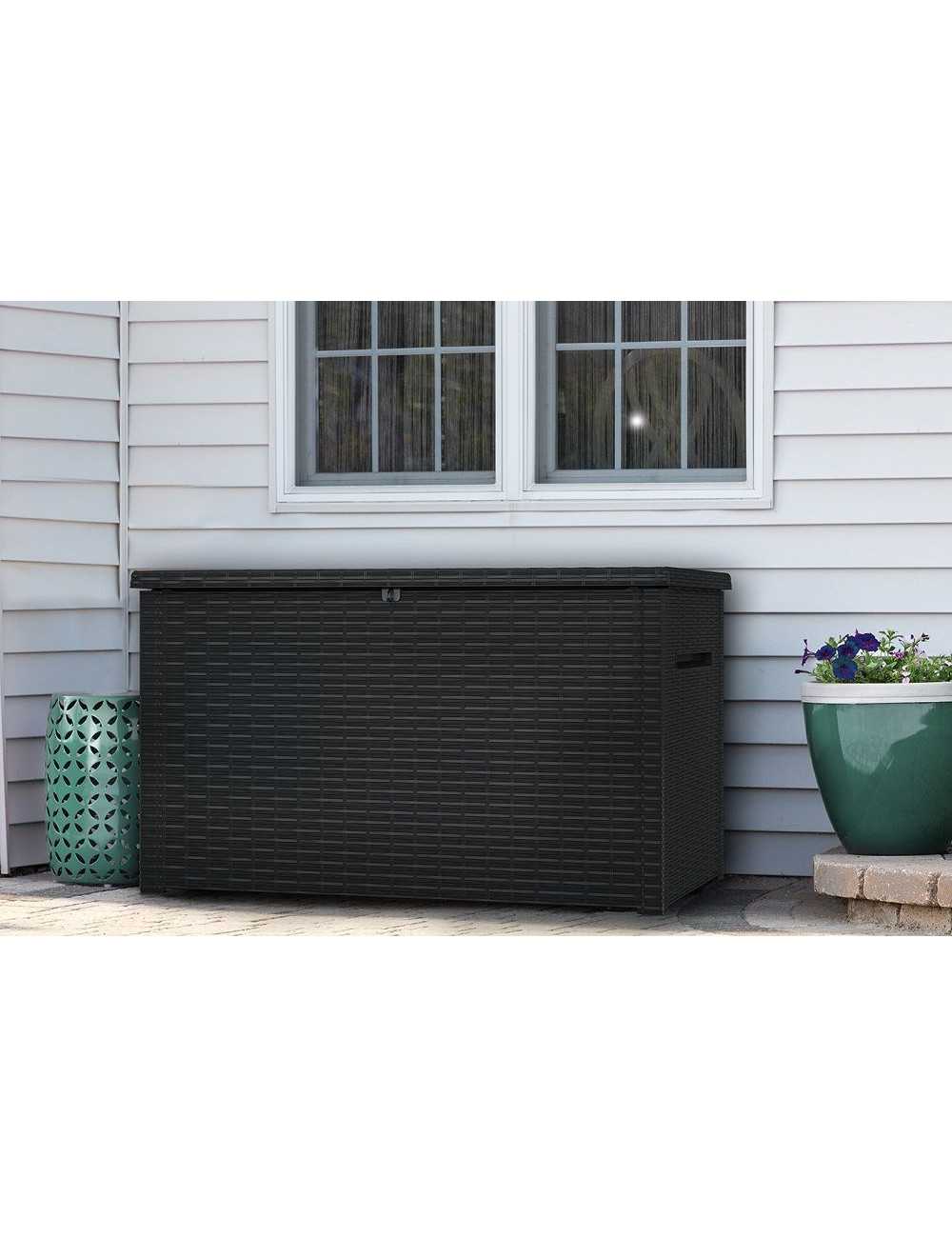 KETER SKRZYNIA OGRODOWA JAVA BOX RATTAN 870 L GRAFITOWA