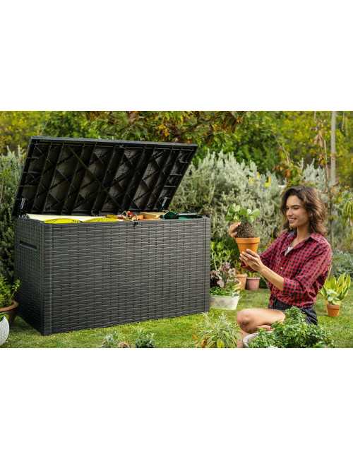 KETER SKRZYNIA OGRODOWA JAVA BOX RATTAN 870 L GRAFITOWA
