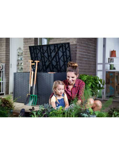 KETER SKRZYNIA OGRODOWA JAVA BOX RATTAN 870 L GRAFITOWA