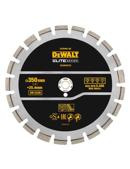 TARCZA DIAMENTOWA, SEGMENTOWA BETON ASFALT 350 25,4MM ELITE DEWALT DT20467-QZ