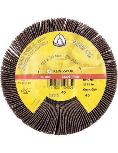 KLINGSPOR ŚCIERNICA LISTKOWA NASADZANA 125mm WSM617 gr. 40