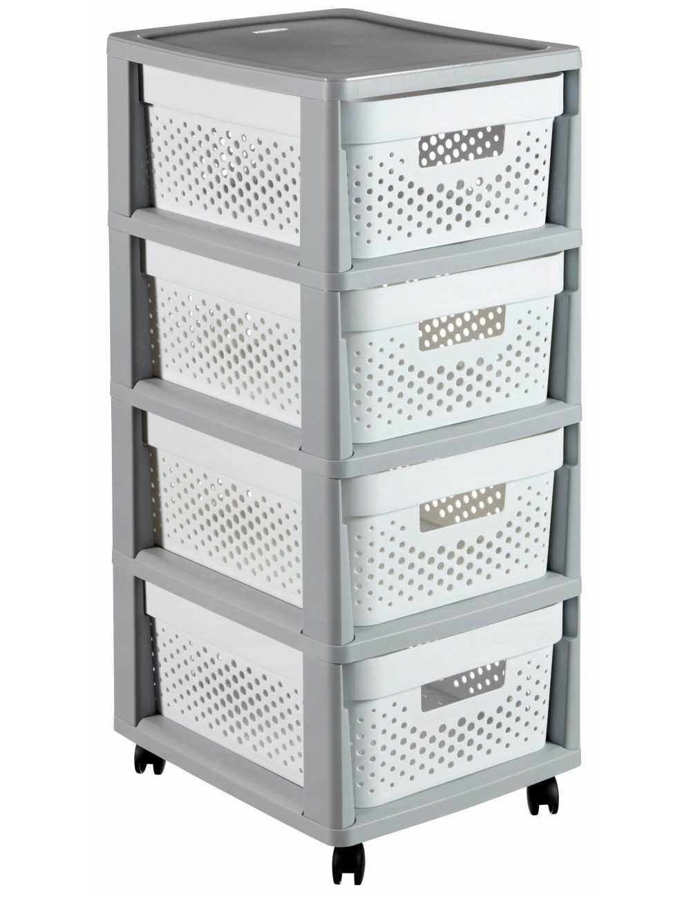 CURVER REGAŁ INFINITY KD 4X11L AŻUROWY  SZARY BIAŁY