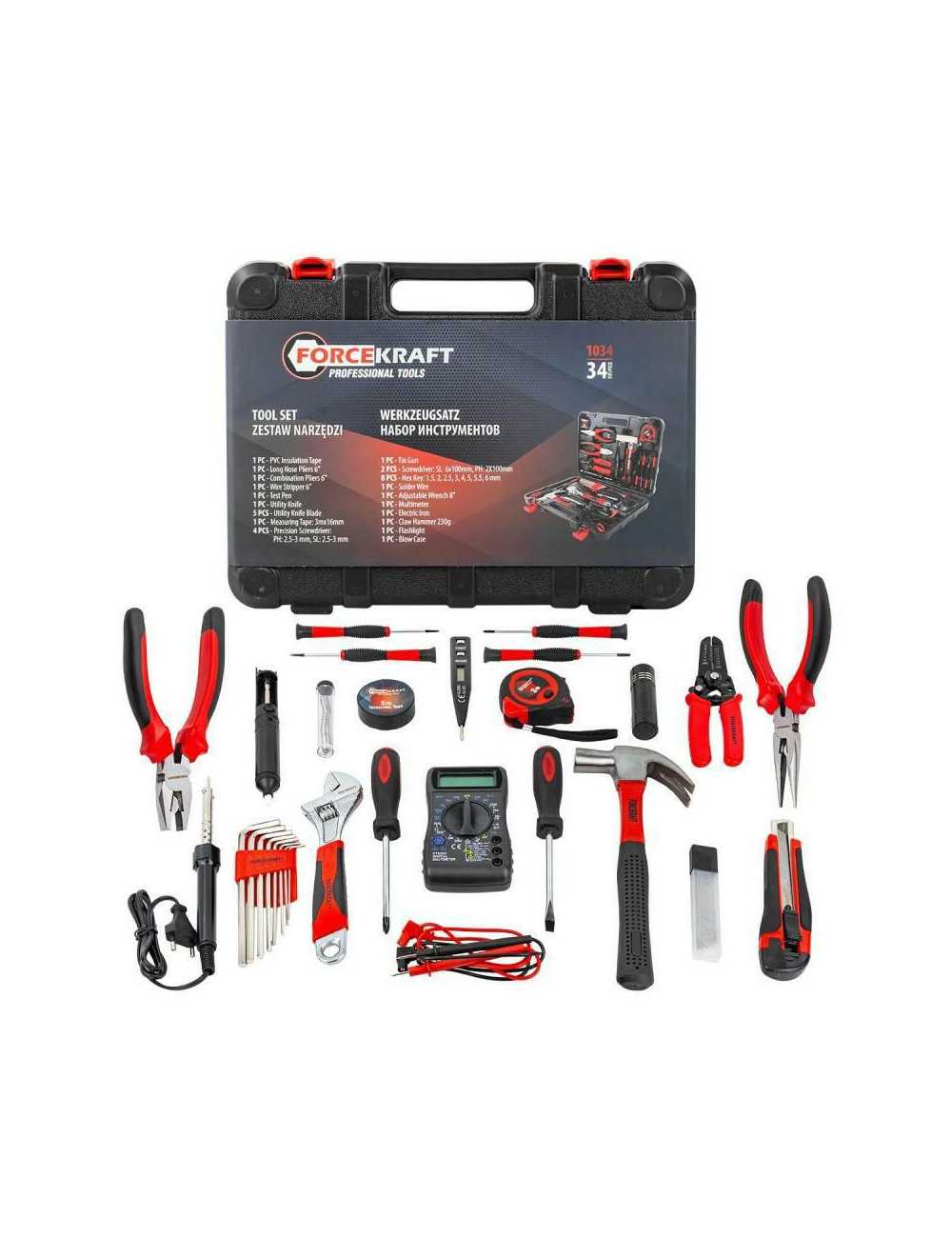 ZESTAW NARZĘDZI DLA ELEKTRYKÓW 34el.  FORCEKRAFT