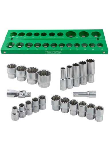 ROCKFORCE NASADKI KRÓTKIE 12-KĄT. 22szt.1 2" 10-32mm  WKŁADKA PÓŁKA