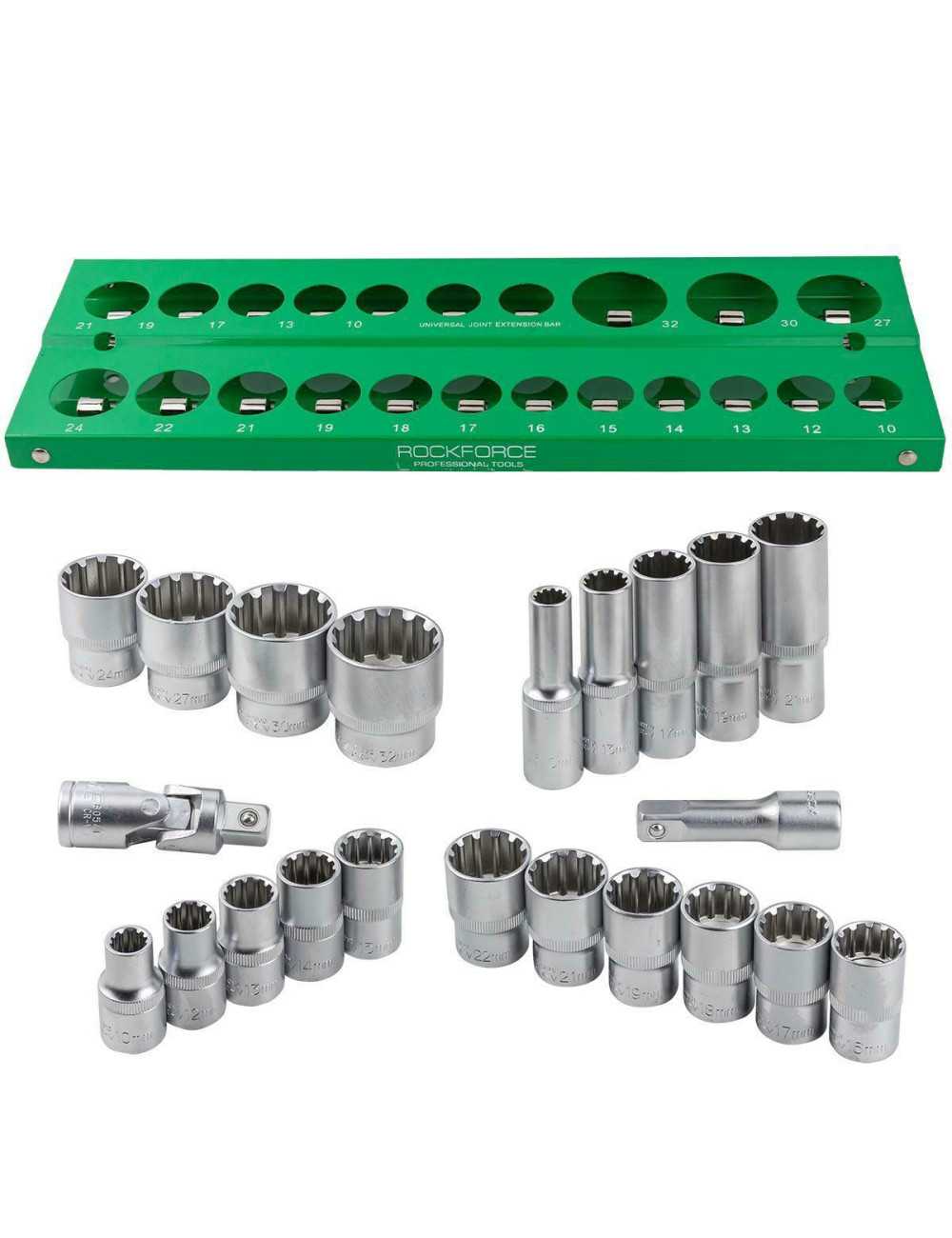 ROCKFORCE NASADKI KRÓTKIE 12-KĄT. 22szt.1 2" 10-32mm  WKŁADKA PÓŁKA