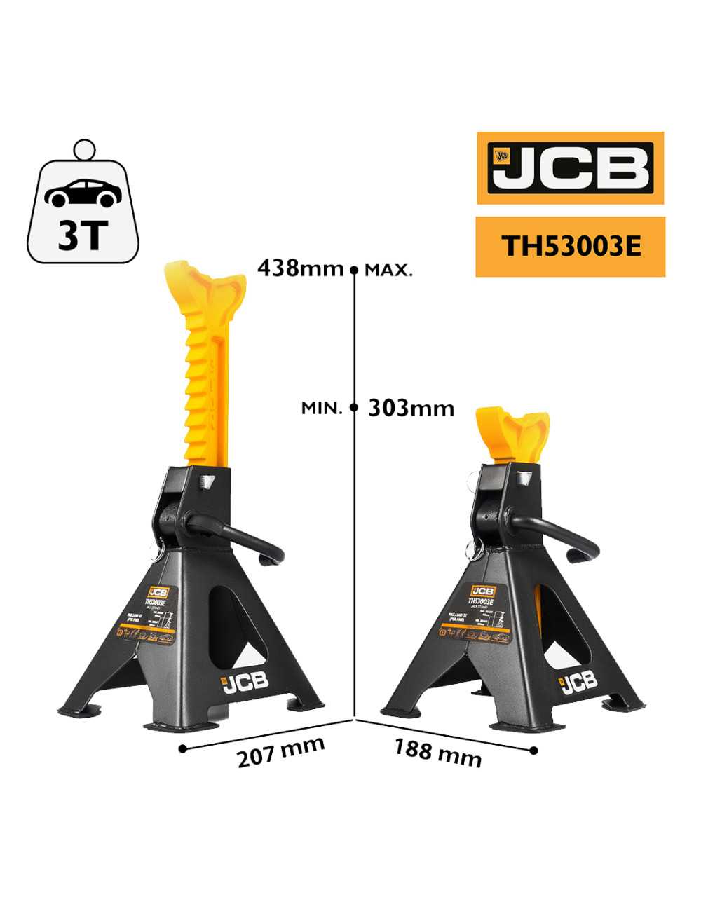 JCB PODSTAWKI KOZIOŁKI KOBYŁKI SAMOCHODOWE 2szt. 3T 303-438mm