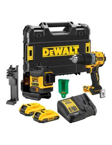 DEWALT ZESTAW COMBO 18V DCK2095D2T (DCD805+LASER 3x360 DCLE34031) 2x2,0Ah TSTAK