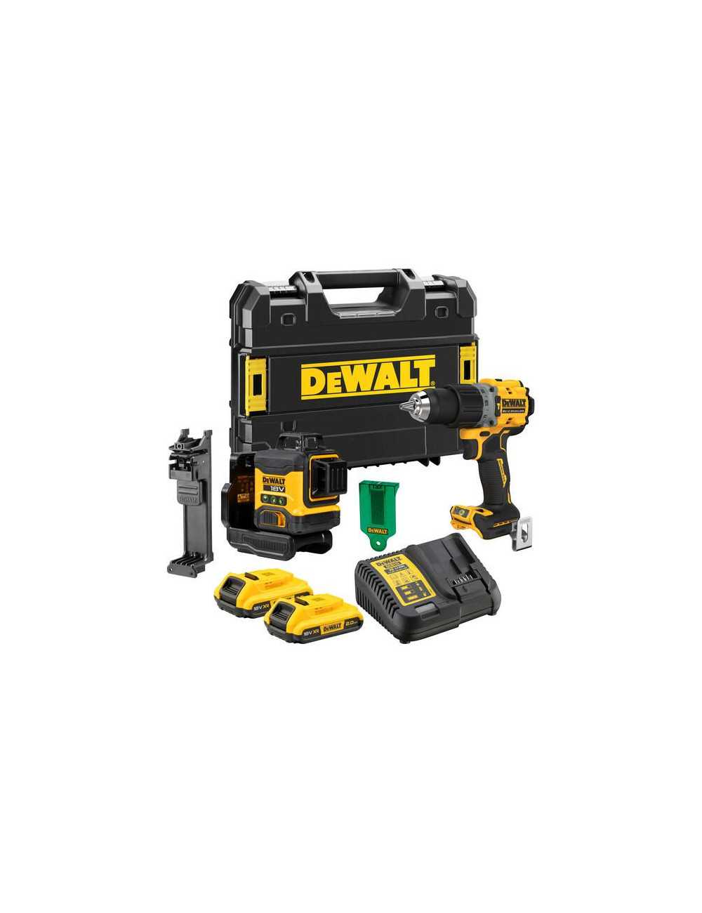 DEWALT ZESTAW COMBO 18V DCK2095D2T (DCD805+LASER 3x360 DCLE34031) 2x2,0Ah TSTAK