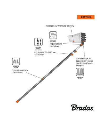 ZBIERAK DO OWOCÓW V-SERIES TELESKOPOWY TRZONEK 3,75m