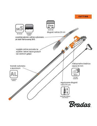 PIŁA OGRODNICZA Z SEKATOREM TELESKOPOWA 3,75m V-SERIES