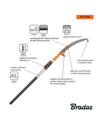 PIŁA OGRODNICZA Z SEKATOREM TELESKOPOWA 5,50m V-SERIES